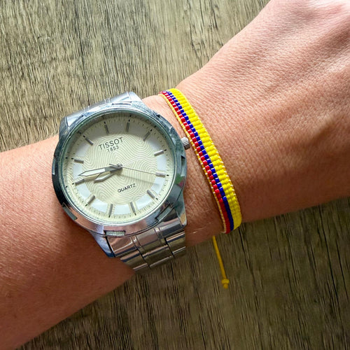 World Cup 2026 Colombia Flag Bracelet — Handwoven Miyuki Beads | Taller del Sol