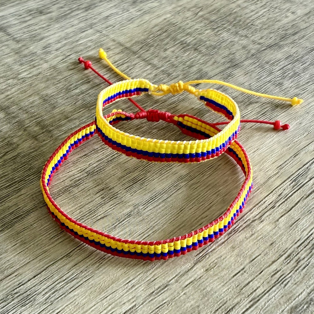 World Cup 2026 Colombia Flag Bracelet — Handwoven Miyuki Beads | Taller del Sol